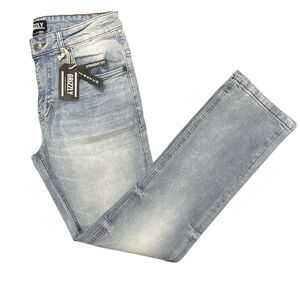 Grizzly Griptape Blue Jeans Light Wash Straight Fit Stretch Mens 31x30 NWT